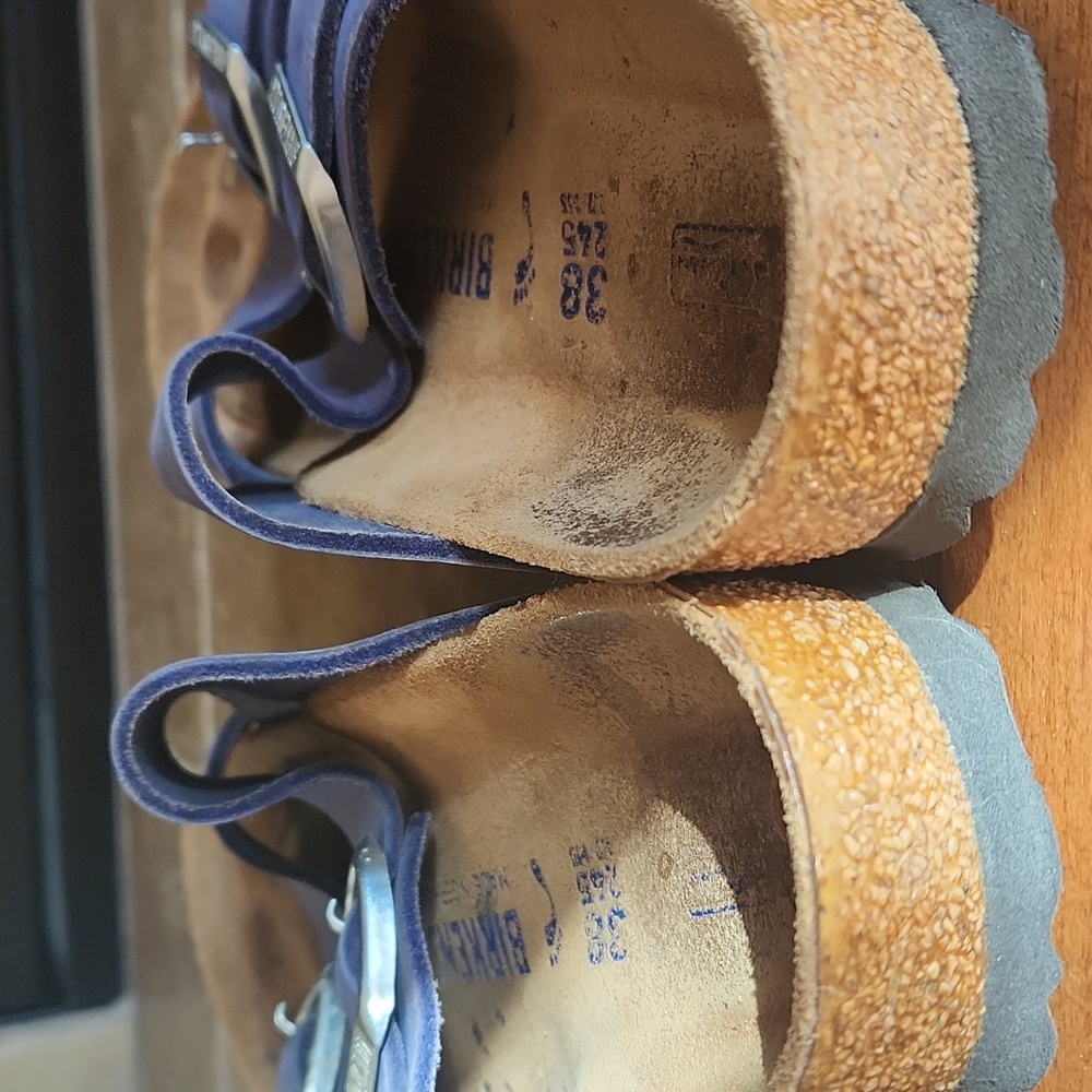 Birkenstock Sandals Wirh Blue Leather Strap Size 38 - Picture 4 of 12